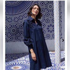 Poplin 3D Applique Shirt Dress